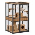 Enclos pour chat 100 x 60 x 180 cm noir et bois avec plateformes niches et hamac
