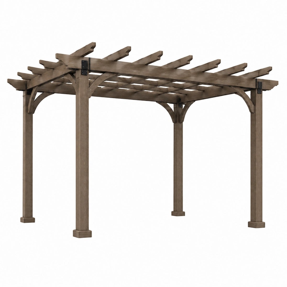 Pergola de jardin 366 x 366 x 244 cm en bois marron style rustique