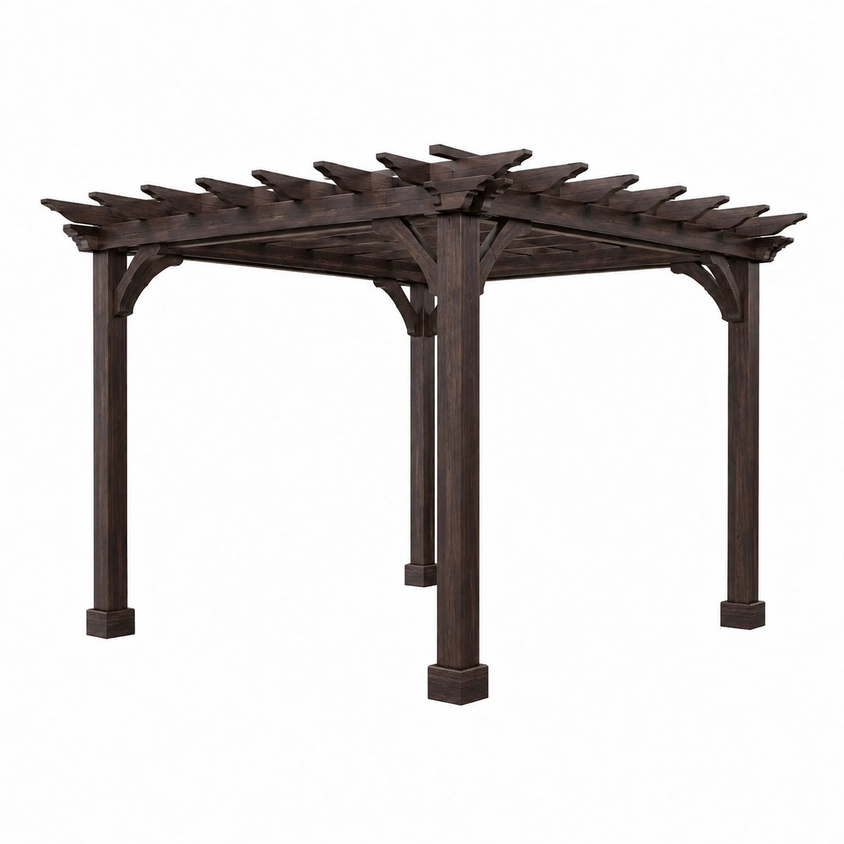 Pergola 300 x 300 x 240 cm en bois marron foncé - structure ajourée pour jardin