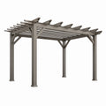 Pergola 300 x 300 x 230 cm en acier gris pour terrasse à toit ajouré