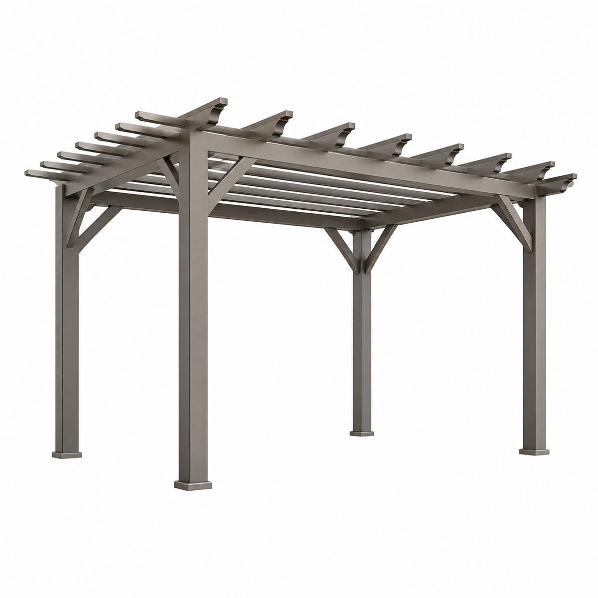 Pergola 300 x 300 x 230 cm en acier gris pour terrasse à toit ajouré