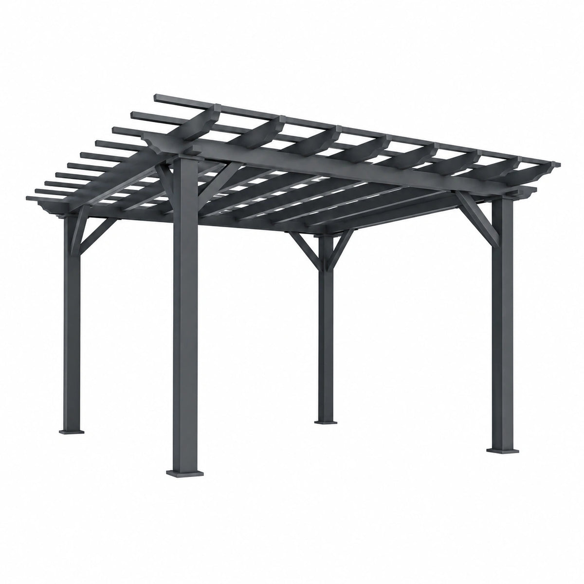 Pergola 300 x 300 x 230 cm en acier noir pour jardin à toit ajouré