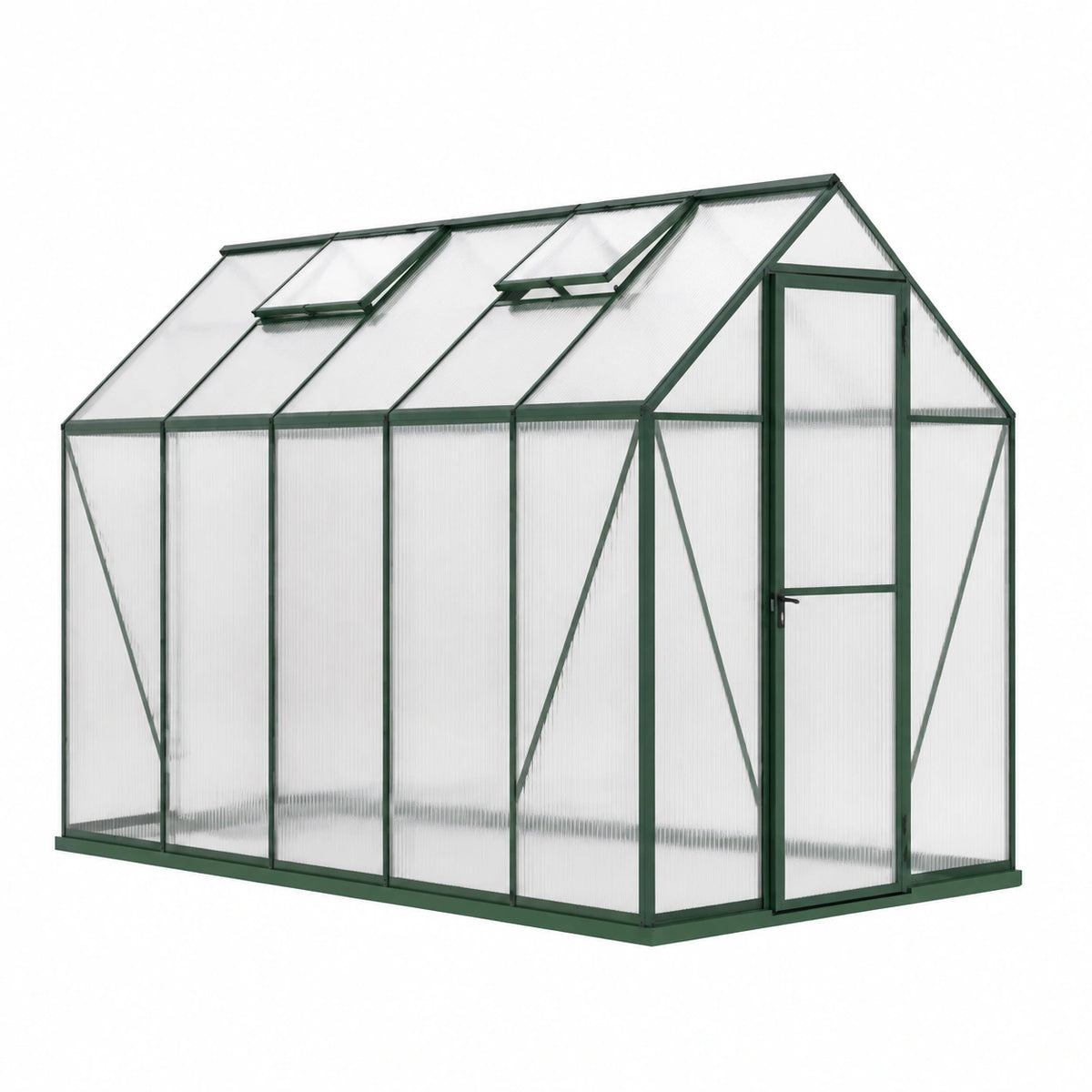Serre de jardin 190 x 190 x 195 cm aluminium vert et polycarbonate avec aérations