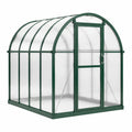 Serre de jardin 190 x 190 x 195 cm en acier vert foncé avec panneaux transparents - structure arquée avec porte