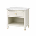Table de chevet 60 x 45 x 65 cm en bois blanc plateau aspect marbre avec tiroir rangement moderne