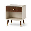 Table de chevet 45 x 40 x 60 cm en bois blanc et marron avec tiroir style rétro