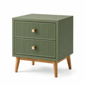 Table de chevet 50 x 40 x 60 cm en bois vert sauge à 2 tiroirs style scandinave