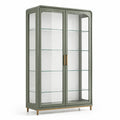 Vitrine 100 x 40 x 190 cm en métal vert kaki et verre avec 2 portes style contemporain