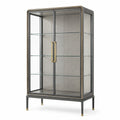 Vitrine 90 x 40 x 180 cm en verre et métal gris doré style contemporain à 2 portes