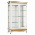 Vitrine 100 x 45 x 200 cm en bois blanc et verre avec portes vitrées style classique