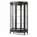 Vitrine ronde 100 x 190 cm en bois noir et verre avec portes style art déco