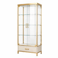 Vitrine 80 x 40 x 180 cm en verre et métal doré avec tiroir style contemporain
