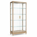 Vitrine 90 x 40 x 190 cm en bois et verre marron style classique avec 2 portes