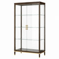 Vitrine 90 x 40 x 190 cm en bois brun et verre avec portes vitrées style contemporain