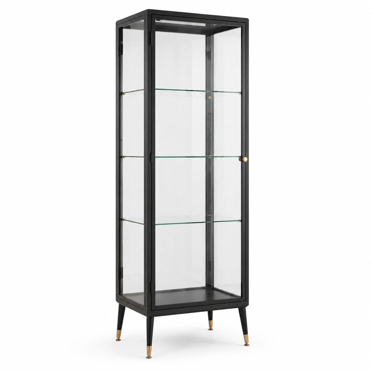 Vitrine 60 x 40 x 180 cm en métal et verre noir avec porte style industriel